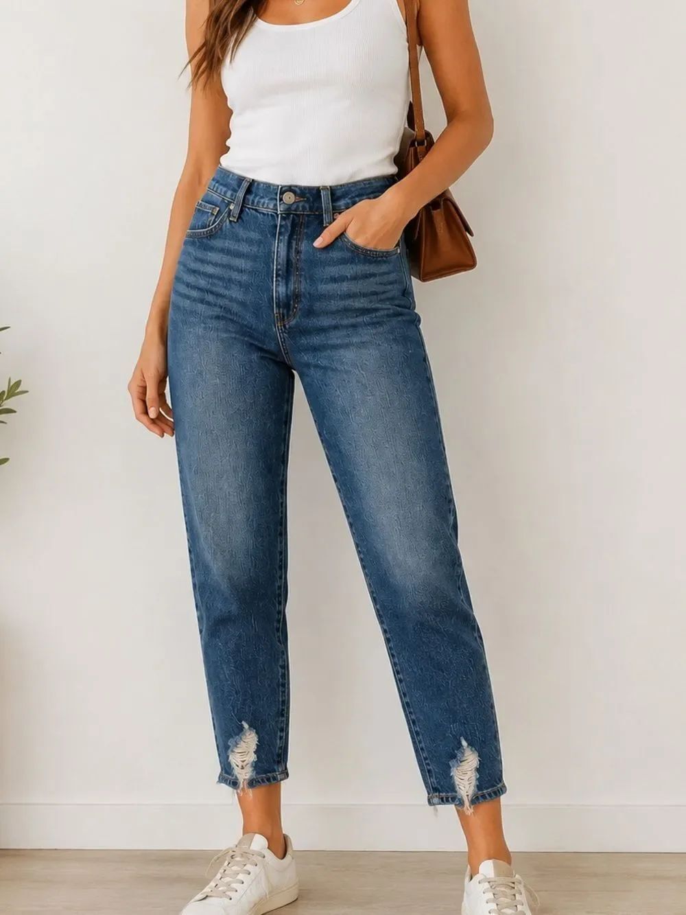 Joe’s Jeans The Blake High Rise Wide Leg Crop Distressed Jeans 31